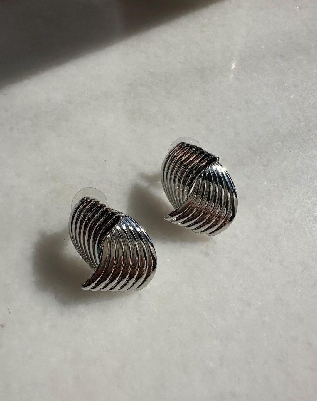 Silver Spiral Design Earrings – Retro Chunky Statement Jewelry – Bold Geometric Earrings for ... | Etsy (US)