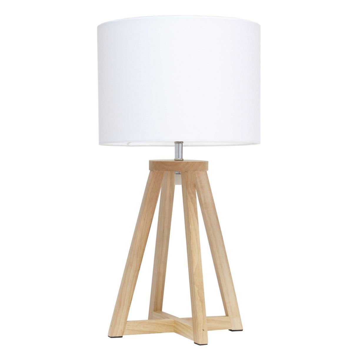Natural Wood Interlocked Triangular Table Lamp with Fabric Shade White - Simple Designs | Target