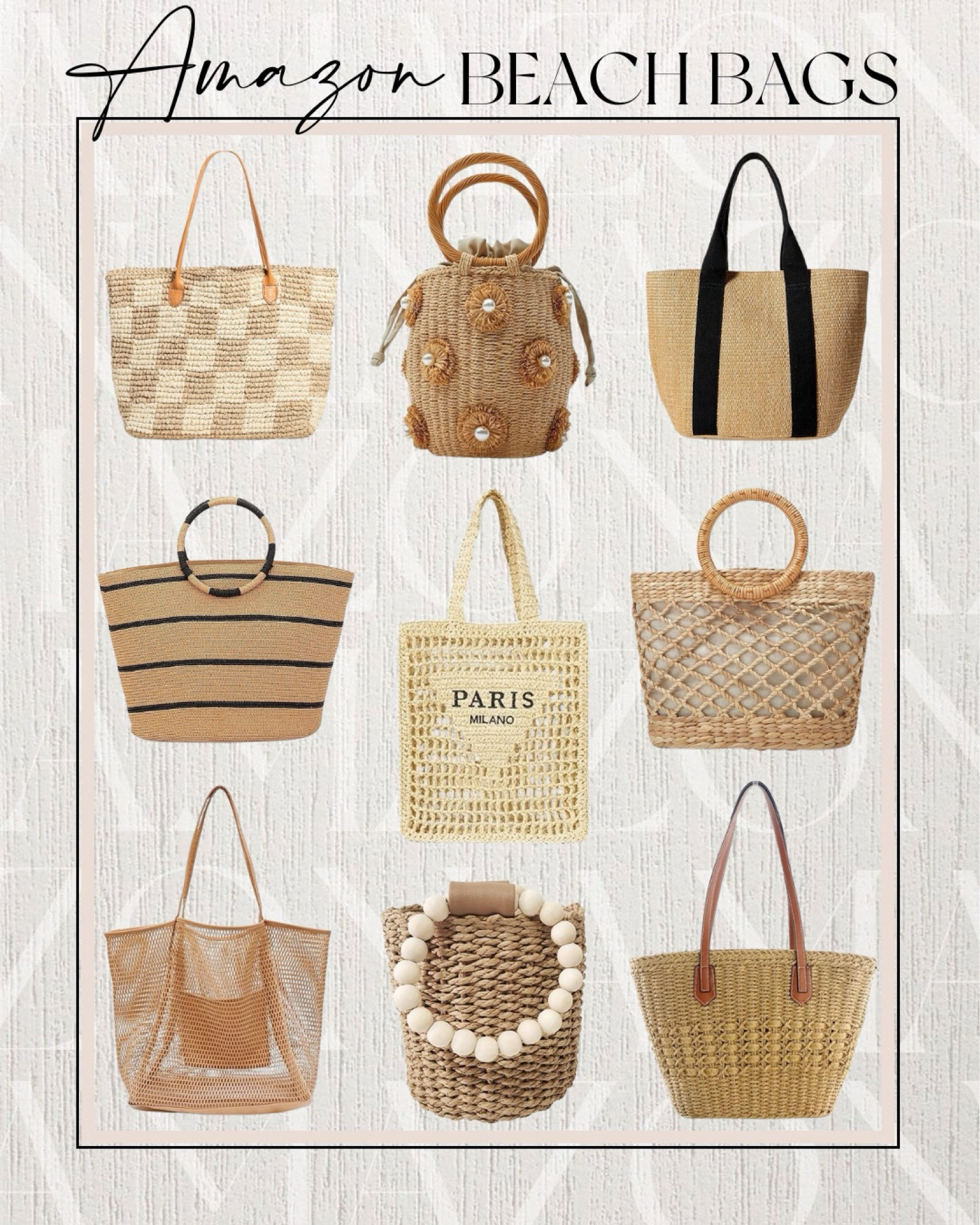 Amazon Beach Bags // Amazon finds, Amazon tote bags, Amazon vacation finds, beach vacation, beach bags, straw tote bags, vacation accessories, summer bags, spring bags