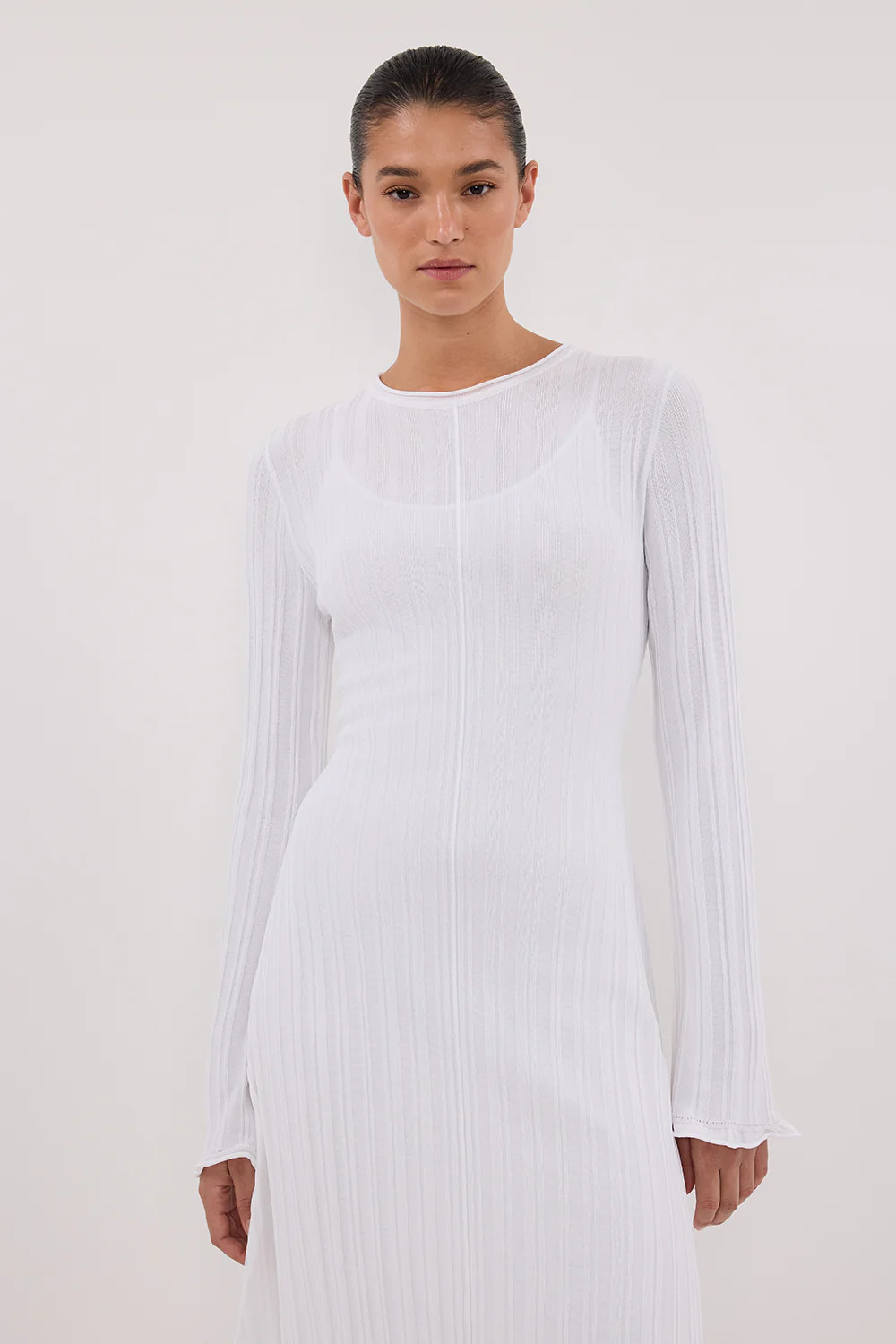 SYLVIA OFF WHITE KNIT MIDI DRESS | DISSH