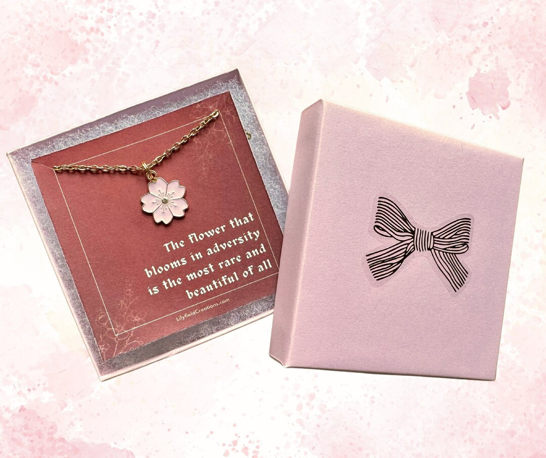 Mulan Necklace in Gift Box | Cherry Blossom Necklace, Encouraging Gift, Sakura Necklace, the Flow... | Etsy (US)