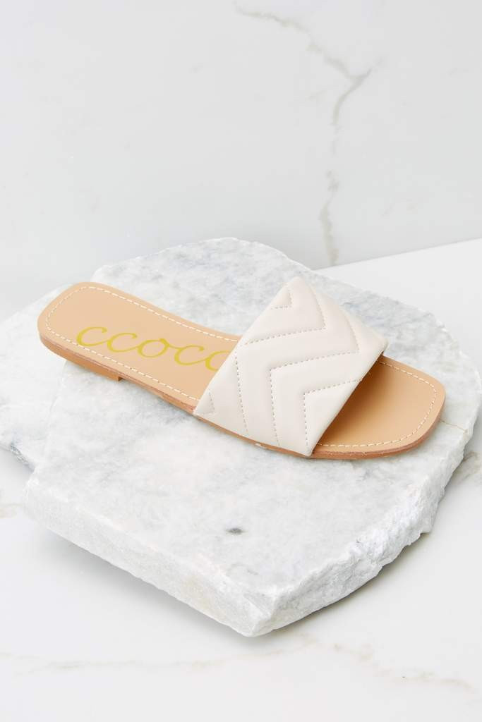 Watching The Waves Light Beige Sandals | Red Dress 