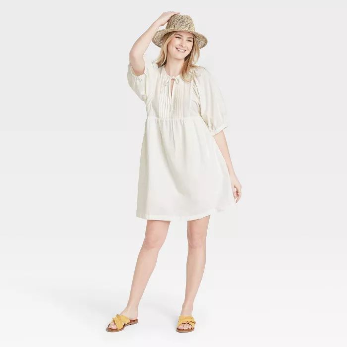 Women's Puff Elbow Sleeve Babydoll Dress - Universal Thread™ | Target