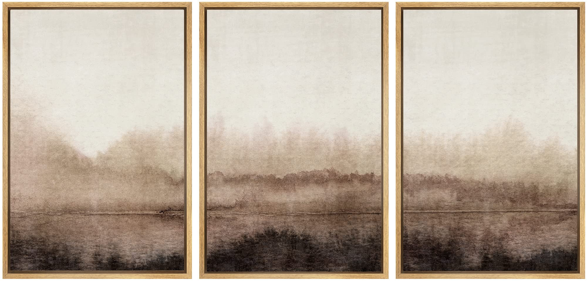 SIGNWIN Framed Canvas Print Wall Art Set Pastel Watercolor Brown Landscape Nature Wilderness Illu... | Amazon (US)