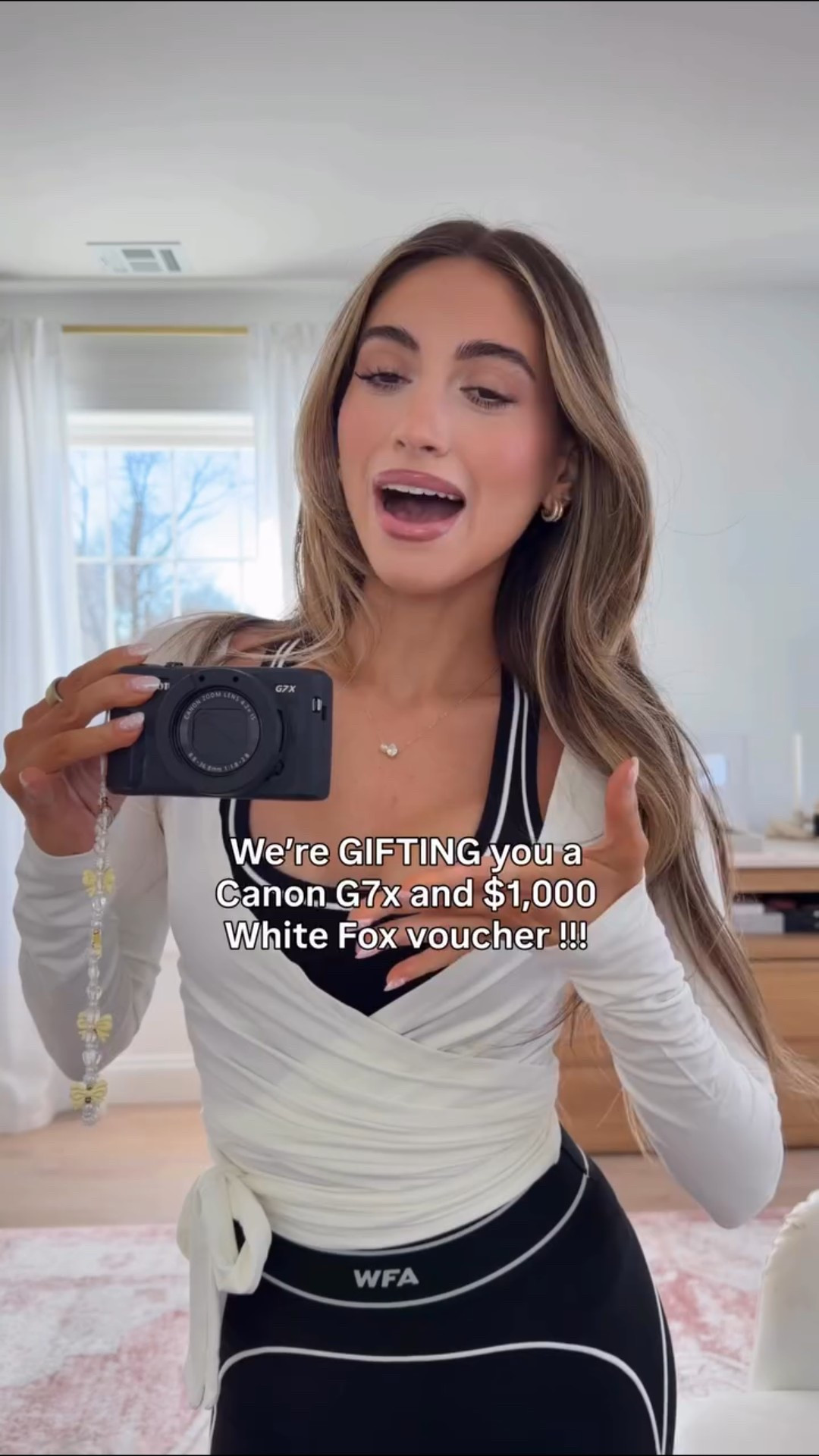 CANON G7X + $1,000 WHITE FOX VOUCHER GIVEAWAY🎀

As a little thank you for always supporting me, I’m partnering with @whitefoxboutique to give one of YOU a Canon G7x and a $1,000 White Fox voucher to shop the website!!!🎀

HOW TO ENTER:
☁️ Must be following me & @Whitefoxboutique
☁️ Tag a bestie in the comments!

Winner will be announced on the 16th of February 2026 on this post- GOOD LUCK☁️ 

#giveaway #whitefoxboutique #canong7x

T&C’s and Giveaway end date:
Giveaway Ends Monday 16th February 2026.
T&Cs Apply. Per Instagram rules, this is in no way sponsored, administered, or associated with Instagram, Inc. By entering, entrants confirm they are 16+ years of age, release Instagram of responsibility, and agree to Instagram’s term of use. 🚨 The winner will be announced on this post on 16th February 2026. and not via DM. Giveaway winner will be credited $1,000 in their local currency to their White Fox account. Product delivery may be delayed pending stock availability. Please be aware of scam accounts sending false giveaway links to ‘Claim’ the prize via DM.