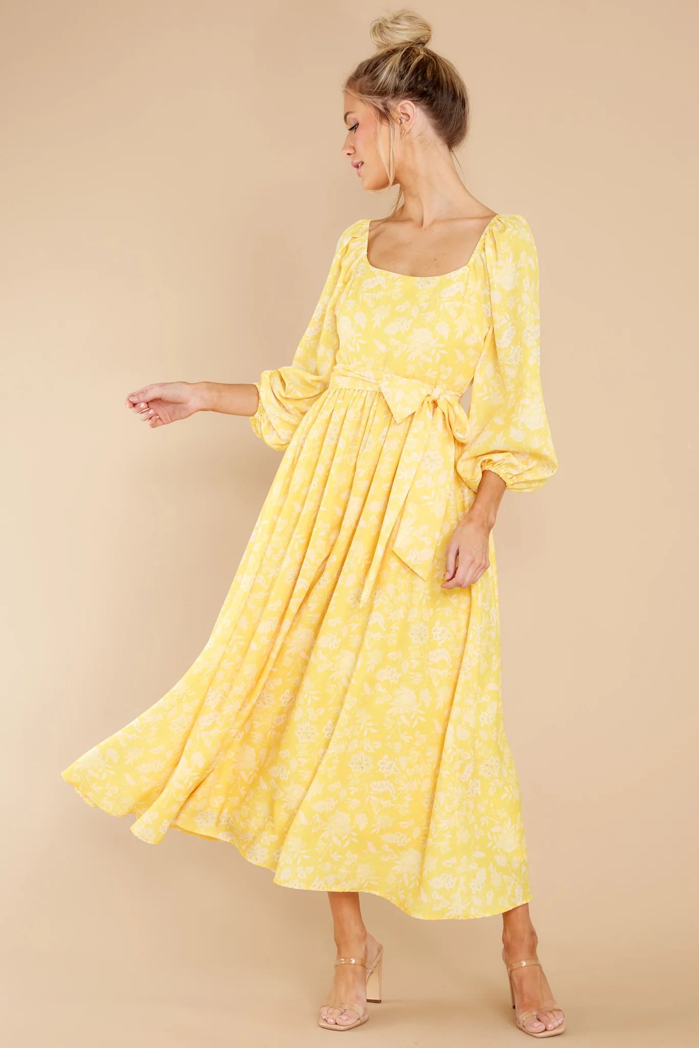 Bright Smiles Yellow Floral Print Maxi Dress | Red Dress 