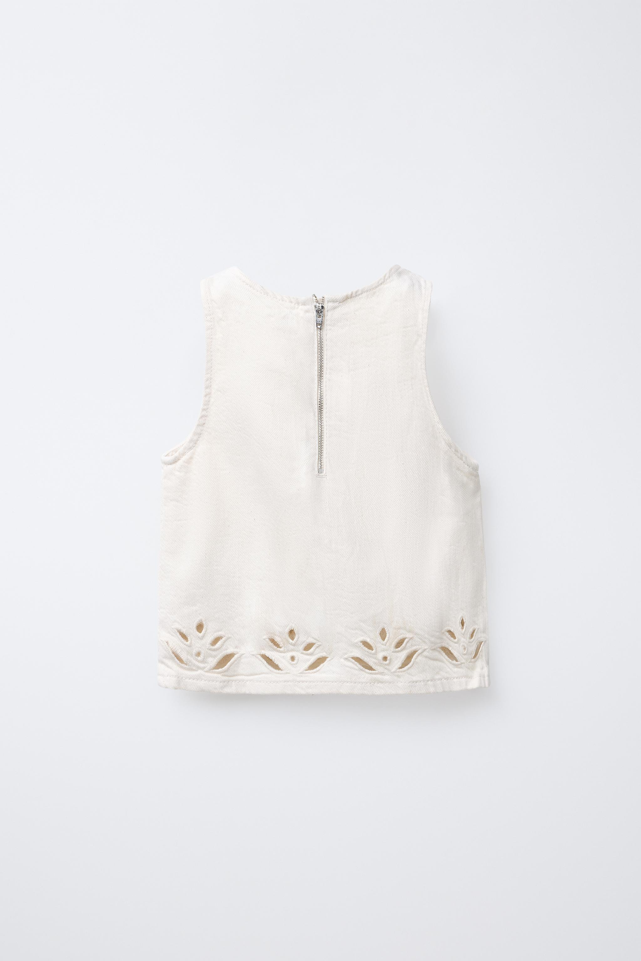 EMBROIDERED DENIM TOP | Zara US