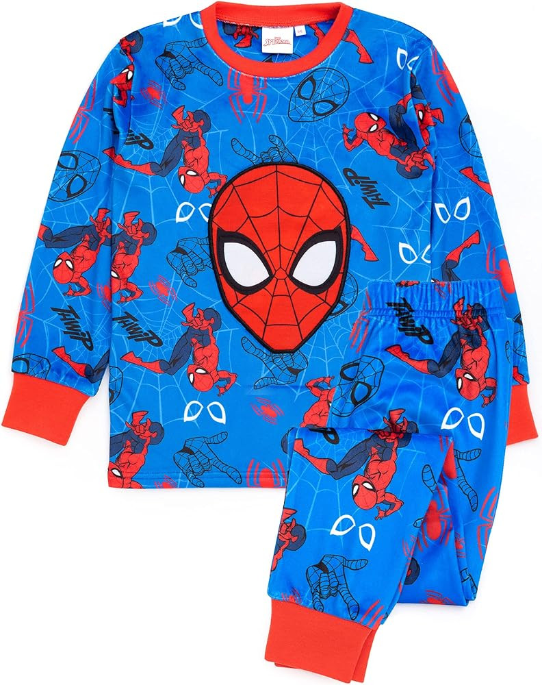 Marvel Spider-Man Pyjamas Boys Super Velour Velour Fleece | Kids Superhero Blue Red Character All... | Amazon (US)