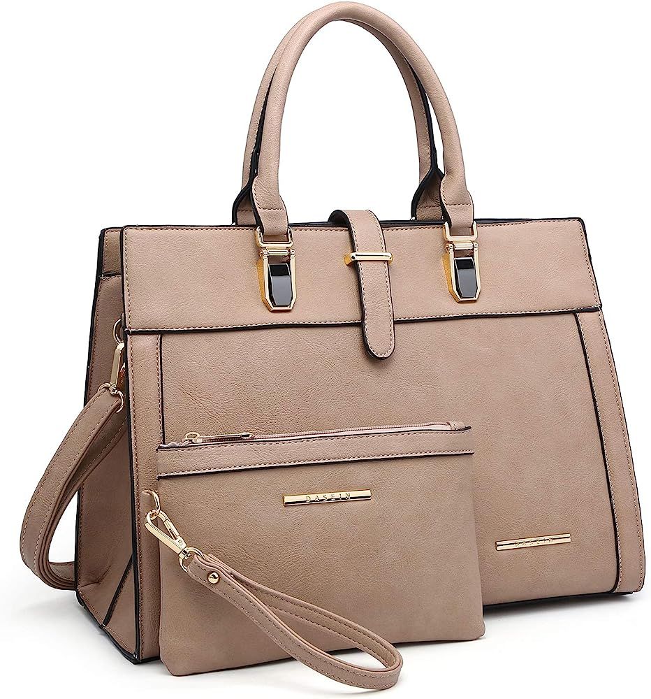 Women's Handbag Flap-over Belt Shoulder Bag Top Handle Tote Satchel Purse Work Bag w/Matching Wri... | Amazon (US)