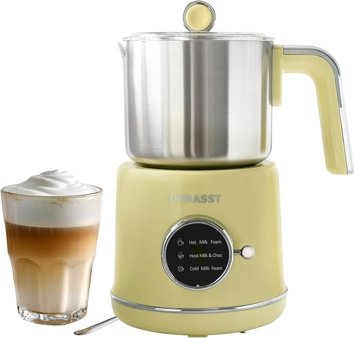 Stainless Steel Milk Frother and Steamer, 12oz Electric Milk Warmer & Foam Maker, 3in1 Hot Cold F... | Amazon (US)