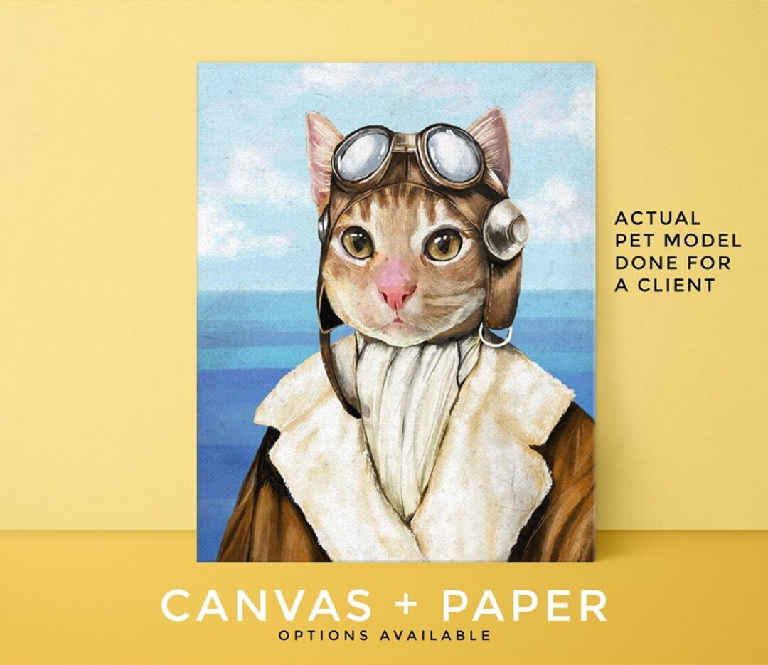 Pilot Pet Portrait, Custom Pet Portrait, Pet Portraits, Dog Portrait, Unique Gifts, Funny Gifts, ... | Etsy (US)