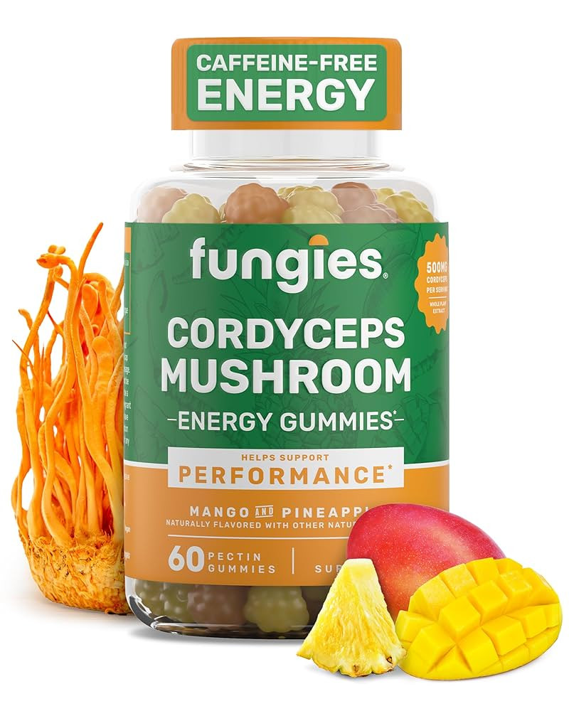 Fungies Cordyceps Mushroom Gummies, Mango & Pineapple Flavor - Mushroom Herbal Supplement Gummy f... | Amazon (US)