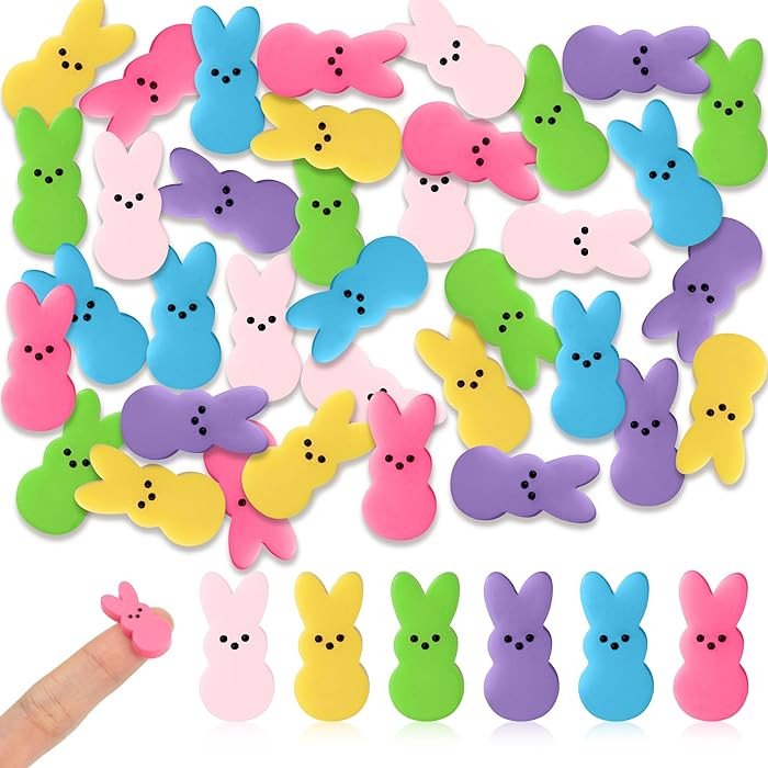 60pcs Mini Easter Pastel Bunny Resin Decor, Mixed Colors Rabbit Resin Charms for Dollhouse Garden... | Amazon (US)