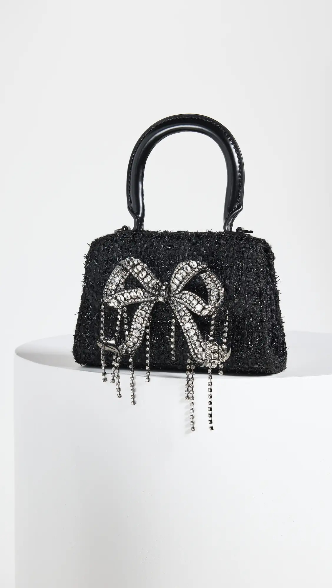 Self Portrait Black Boucle Micro Bow Bag | Shopbop | Shopbop