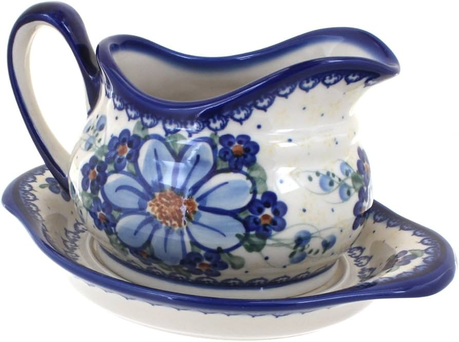 Blue Rose Polish Pottery Daisy Surprise Gravy Boat & Plate | Amazon (US)