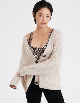 AE Button Front Long Cardigan | American Eagle Outfitters (US & CA)