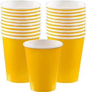 Vibrant Yellow Sunshine Paper Cups (Pack of 20) - 9 oz. - Perfect for Parties, Gatherings, Picnic... | Amazon (US)