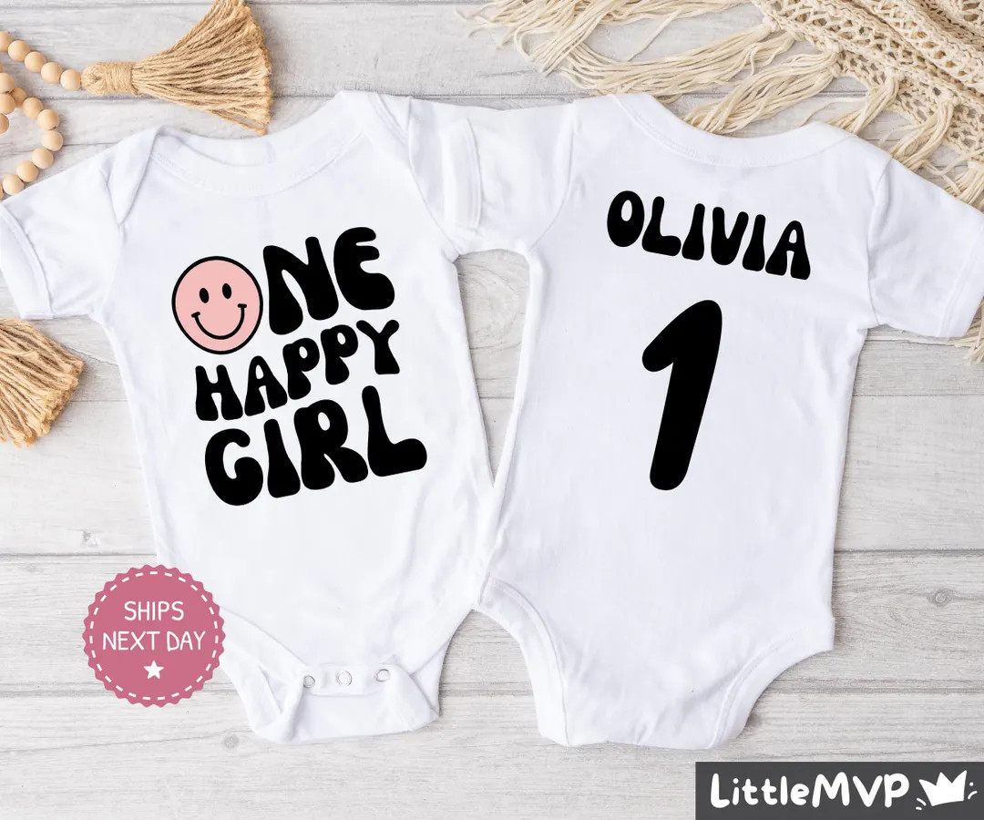 One Happy Girl Birthday Onesie® - 1st Birthday Outfit - Smiley Face - One Cool Girl - Matching F... | Etsy (US)