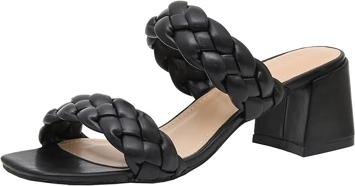 CUSHIONAIRE Women's Onyx braided Heel Sandal +Memory Foam, Wide Widths Available | Amazon (US)