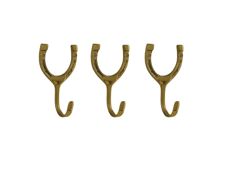 Vintage Solid Brass Horseshoe Hook, Horseshoe Bracket - 3 Pack (Brass) | Amazon (US)