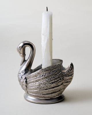 Antique Inspired Pewter Swan Taper Holder | Magnolia