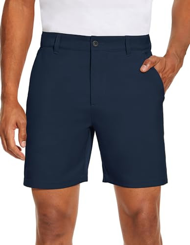 PULI Mens Golf Shorts 7 Inch Inseam Business Dress Casual Stretch Work Hiking Quick Dry Lightweight with Pockets Navy 36 | Amazon (US)