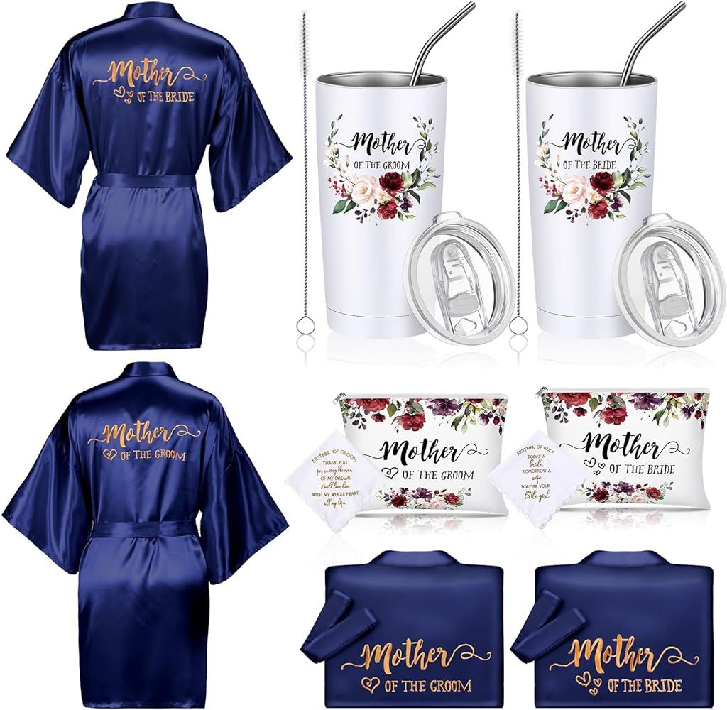 8 Pack Mother of the Bride and Groom Gifts Satin Robe for Wedding Day Gifts | Amazon (US)
