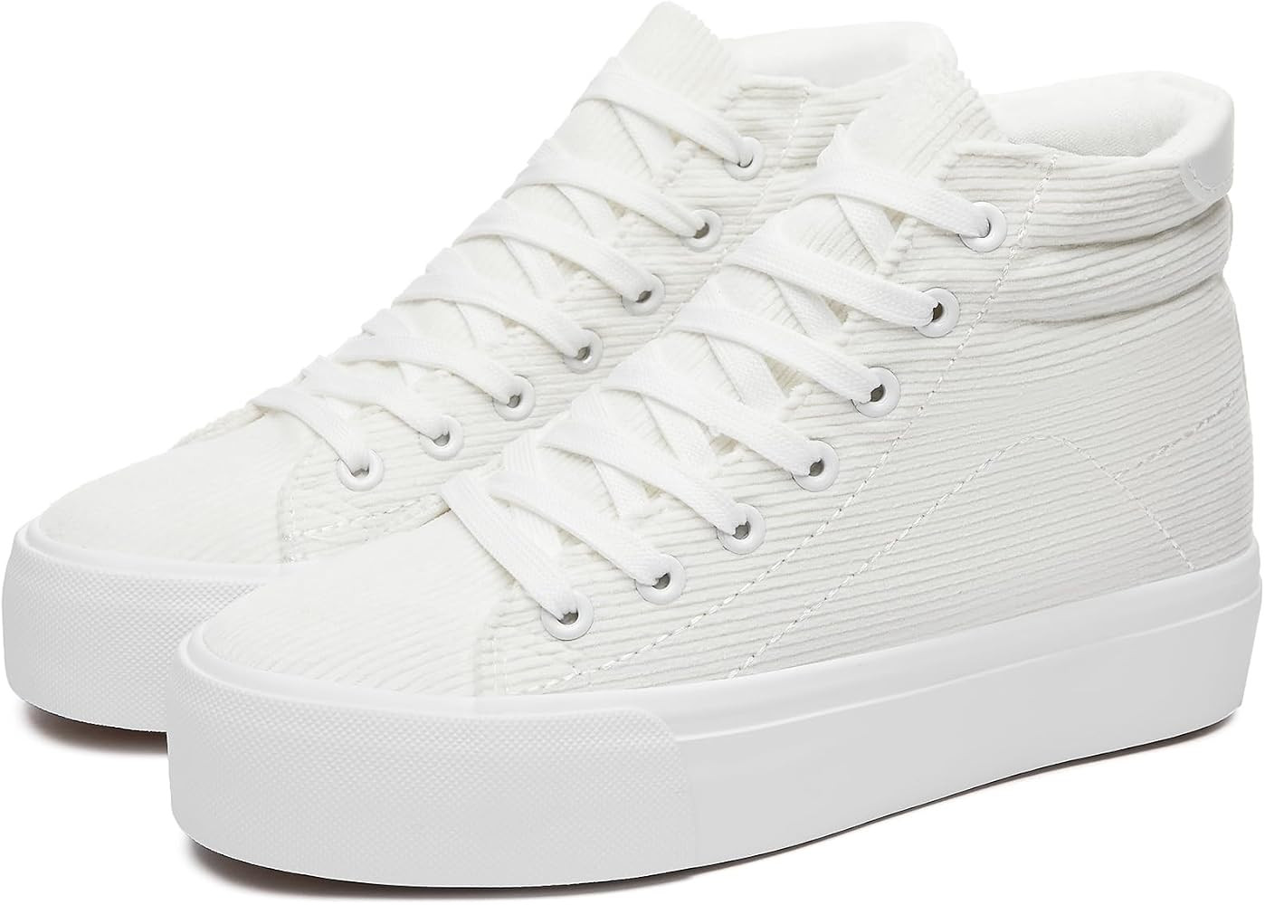 THATXUAOV Womens Corduroy High Top Sneakers,Casual Platform Shoes for Women,Lace up Platform Tenn... | Amazon (US)