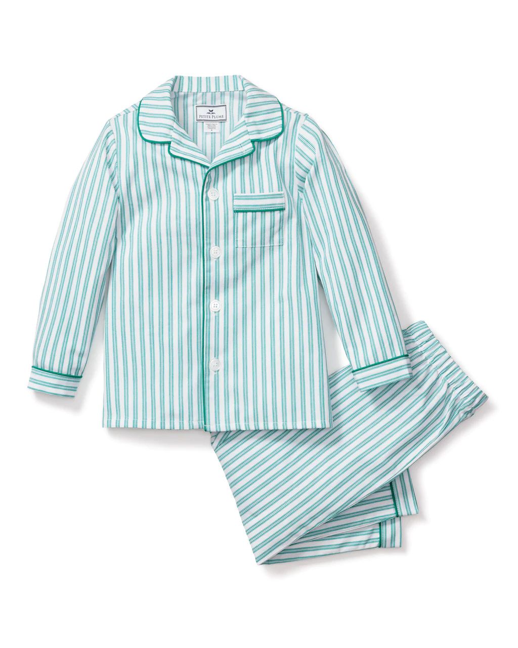 Children's Emerald Ticking Pajama Set | Petite Plume
