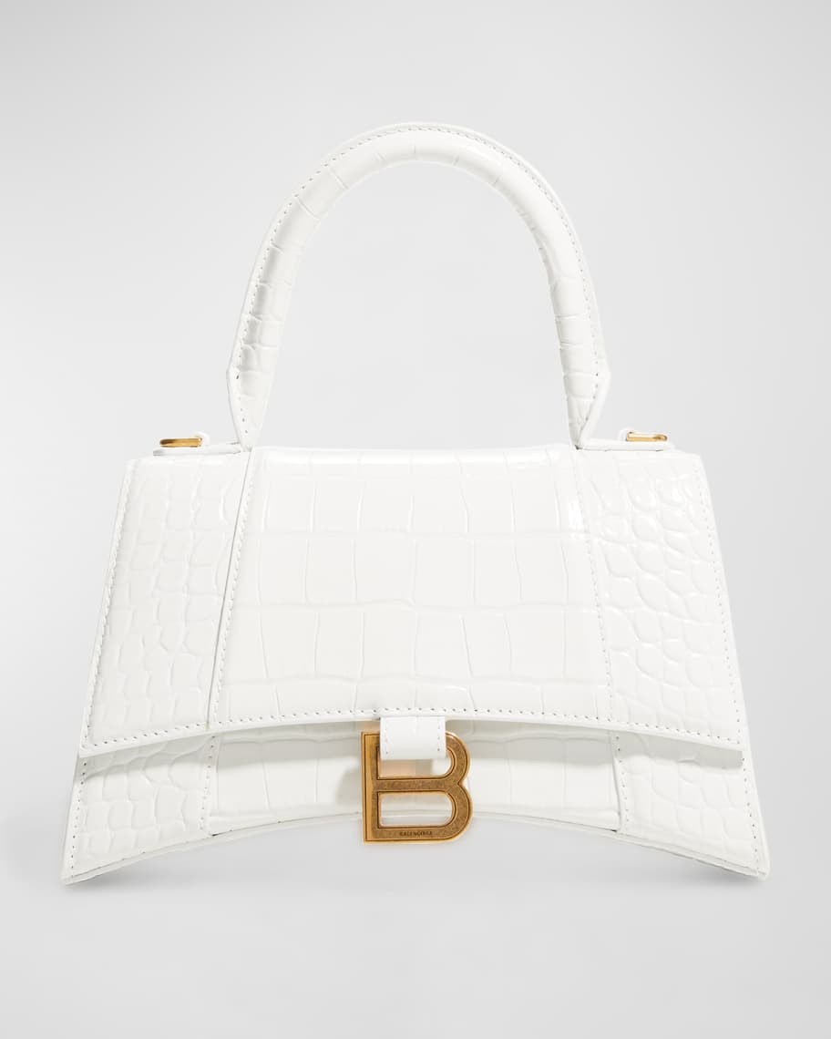 Hourglass Small Croc-Embossed Top-Handle Bag | Neiman Marcus