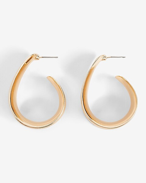 Wide Ribbon Post Back Hoop Earrings | Express