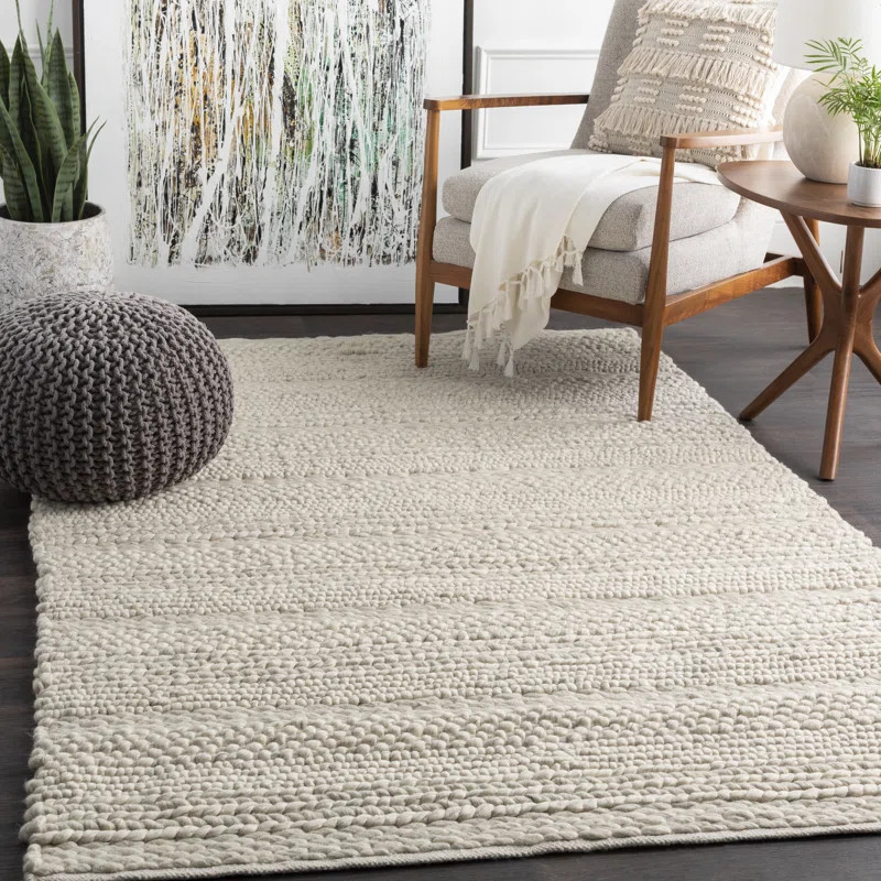 Jocelyn Handmade Flatweave Wool White/Charcoal Area Rug | Wayfair North America