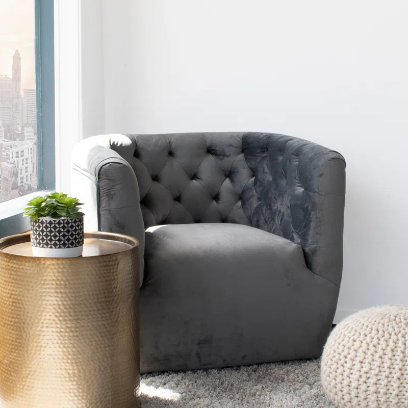Brandon 31'' Wide Tufted Velvet Swivel Armchair | Wayfair North America