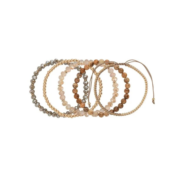 The Pioneer Woman - Women's Jewelry, Soft Gold-tone Bracelet Set with Genuine Stone Beads | Walmart (US)