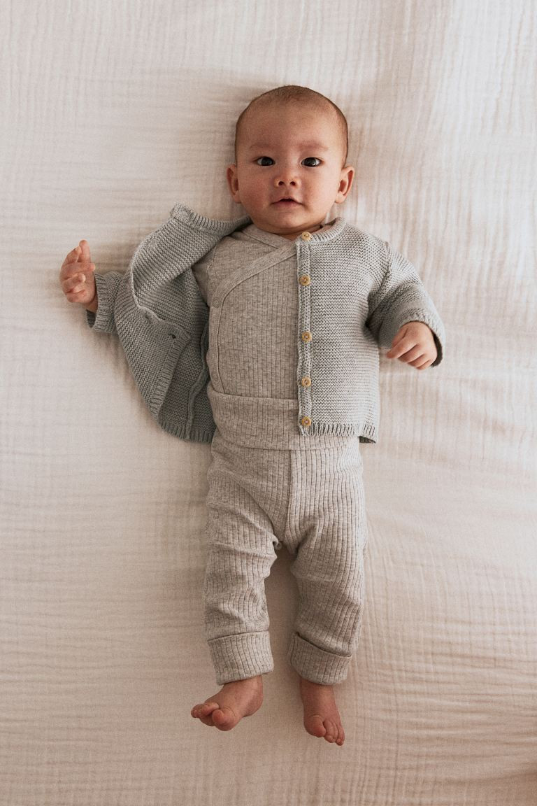 Knit Cardigan - Long sleeve - Regular length - Light gray - Kids | H&M US | H&M (US + CA)