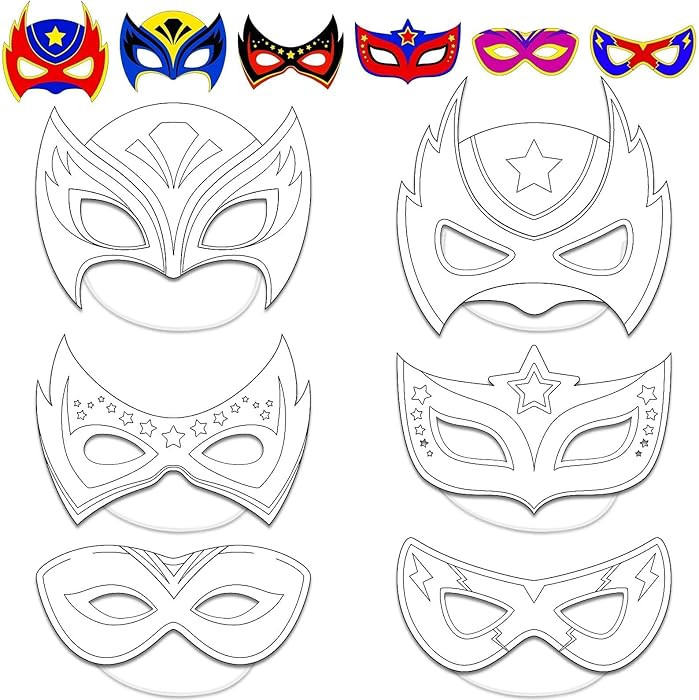 chiazllta 24 Pcs Color Your Own Hero Mask Crafts Hero Party Favors for Kids DIY Super Paper Mask ... | Amazon (US)