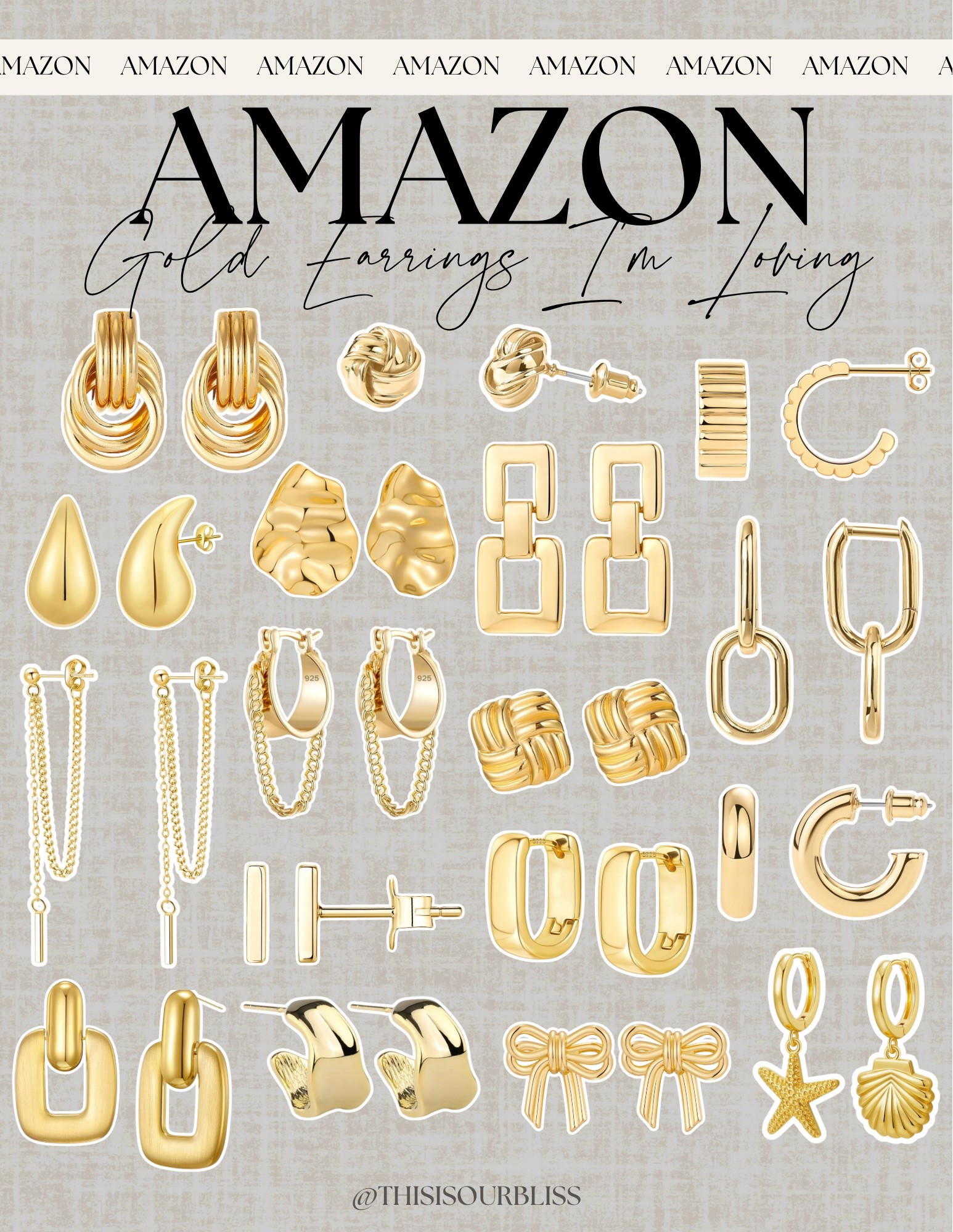 Gold earrings I am currently loving from Amazon! Some are great to wear everyday, others are great for a statement piece! ✨

#LTKStyleTip #LTKFindsUnder50