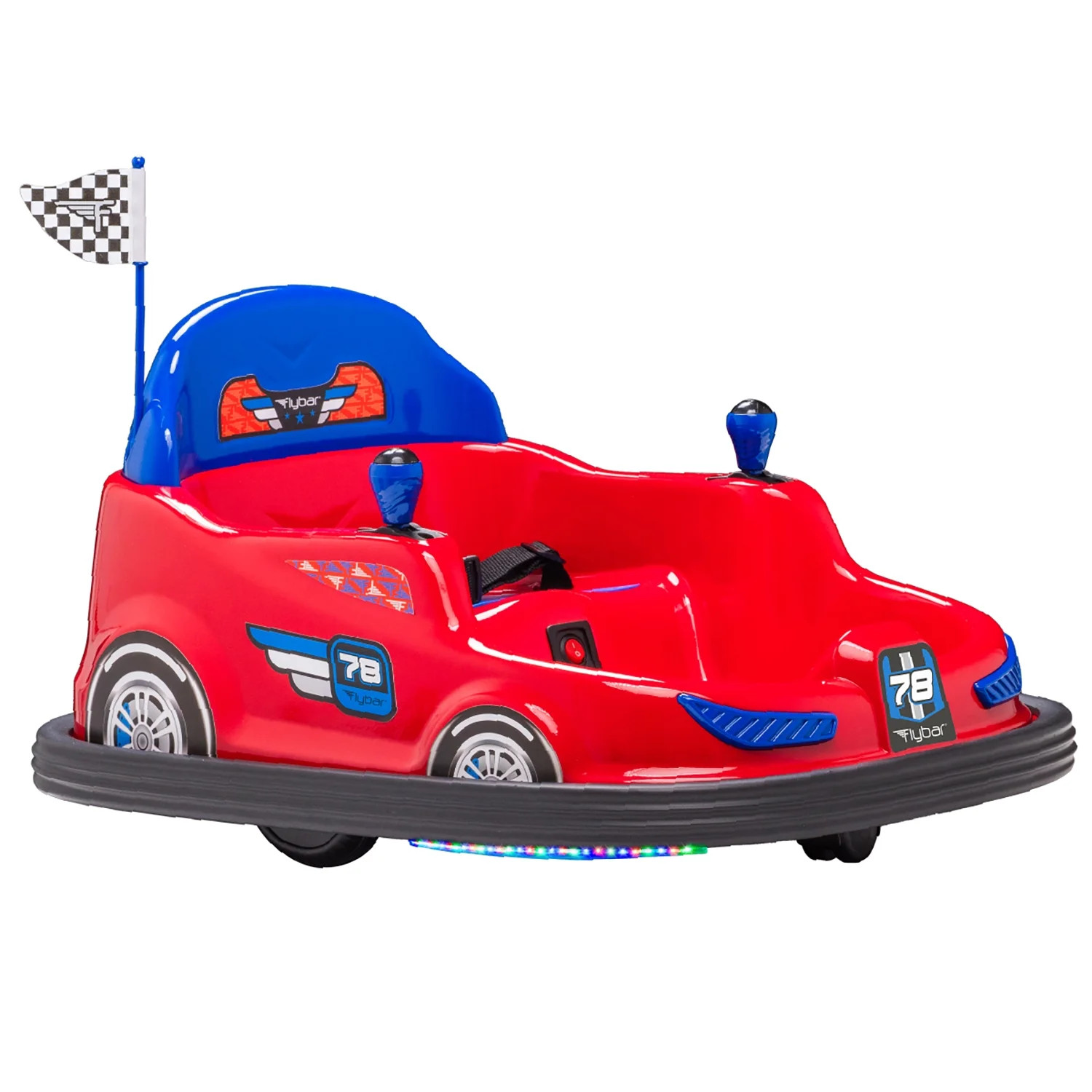 Kid Trax 6V Bumper Car Ride-On Toy, Red, 360° Spin with LED Lights, Soft Bumpers, Safety Belt | Walmart (US)