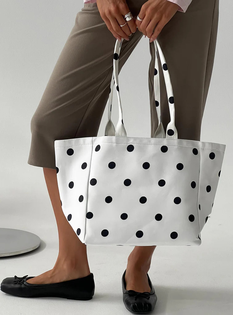 Anetta Tote Bag White Polka | Princess Polly US