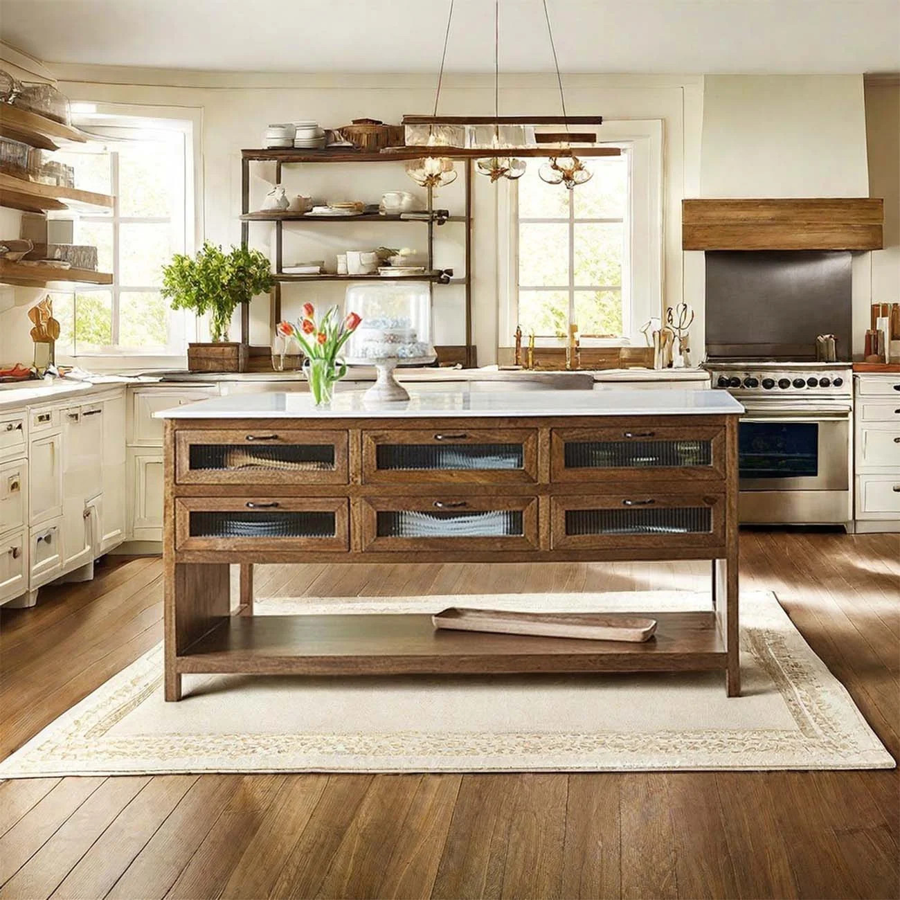 American solid wood open kitchen island | Wayfair North America