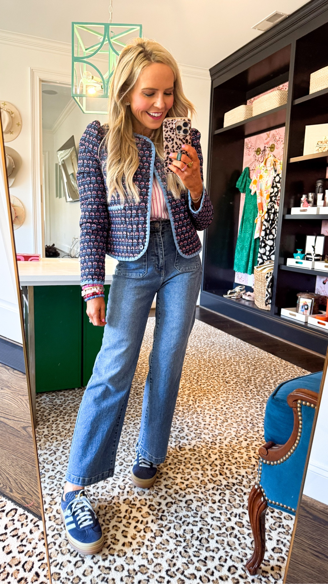 colorful pink and blue cuteness from avara! wearing XS in jacket + striped top and size 24 in denim • 

#LTKdayinmylife #LTKgrwm #LTKOver40