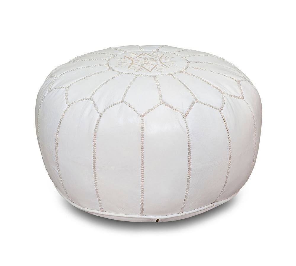 Nadia Moroccan-Style Leather Pouf | Pottery Barn (US)