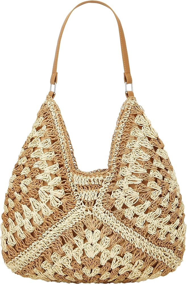 Straw Hobo Bags for Women Vintage Shoulder Bag Everything Tote Bag Designer Beach Bag Holiday Wor... | Amazon (US)