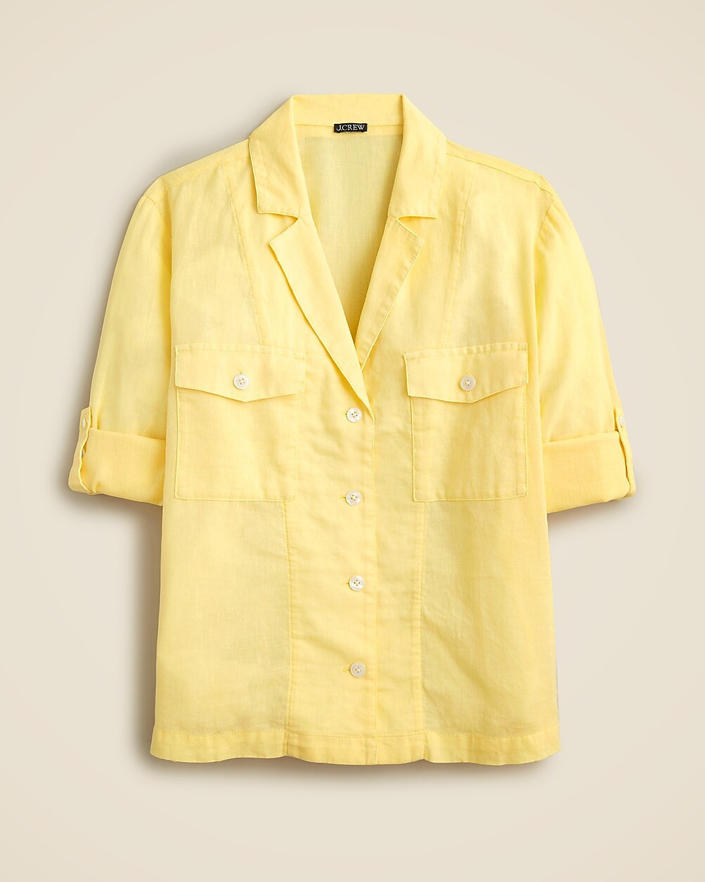 Camp-collar shirt in featherweight linen blend | J. Crew US