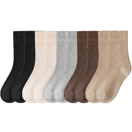 Lomitract Crew Long Bamboo Boot High Quarter Tall Mid Calf Mini Ankle Cotton Thin Length Half Socks Sox for Women: Black Off White Light Grey Brown Tan Neutral Multicolor | Amazon (US)