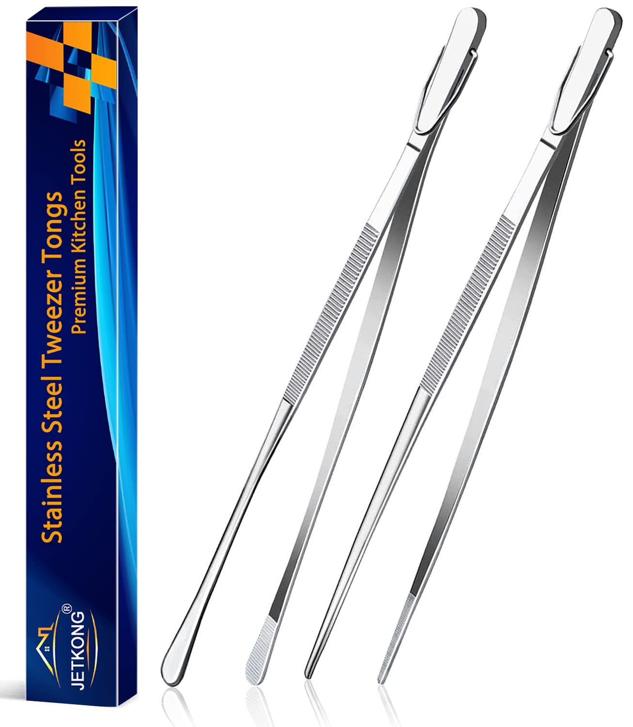 JETKONG 2 Pcs 12-Inch Kitchen Tweezers Fine Tweezer Tongs, Extra-Long Stainless Steel Cooking Twe... | Amazon (US)