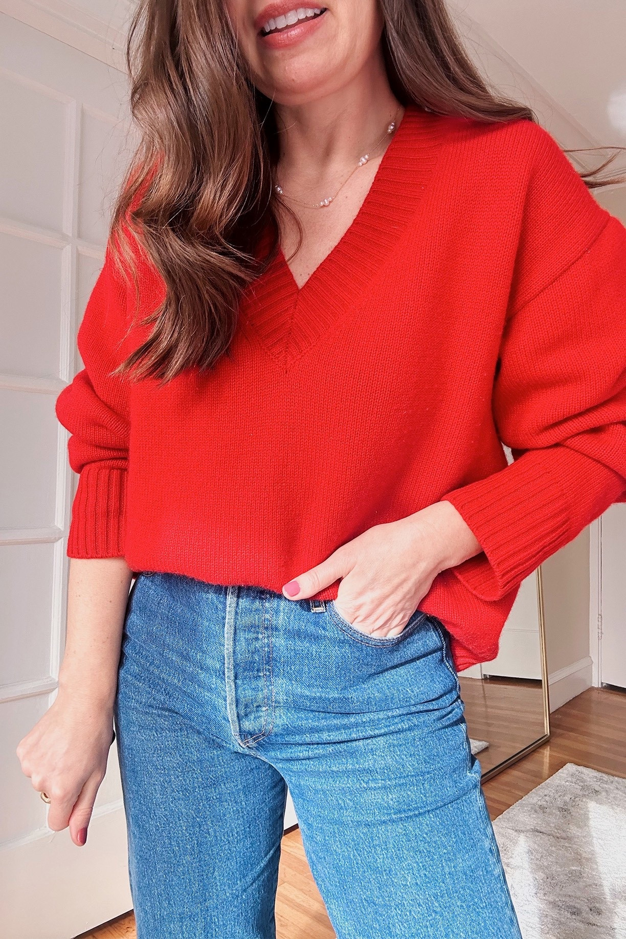 Reformation Jadey sweater in red back in stock! 

#LTKStyleTip #LTKHoliday #LTKSeasonal