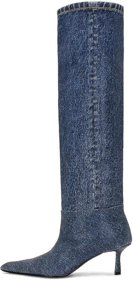 YIYA Women's Knee High Boots Sexy Pointed Toe Stiletto Heel Boot | Amazon (US)