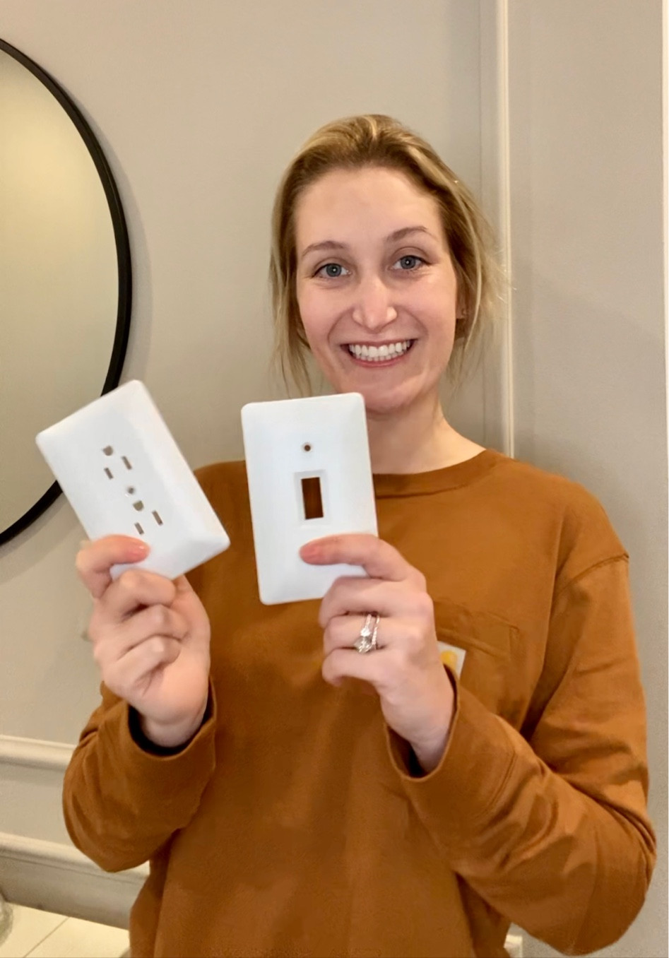 I’m in the progress of making a new video and trying to find a good pause spot for a picture is not easy 😂 
I forgot to take a still picture while I was recording 🤪 
My video features my favorite paintable face plates! These are the best things when you have darker and/or accent walls! I’m a little obsessed 🫣😂 

On a side note, the carhartt boxy long sleeve shirt is the COMFIEST! It’s really lightweight and not their typical thick cotton.
I love the carhartt brown color! I bought a small but I probably could’ve done an XS for a snugger fit 🤎

Diy, home, project, easy project, home improvement, diy fashion

#LTKworkwear #LTKhome #LTKfindsunder50