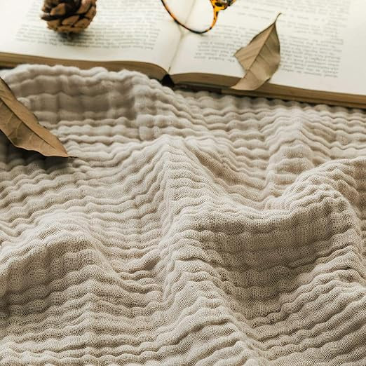 EMME Muslin Throw Cotton Bed Blankets for Adults and Baby 55"x75" Lightweight Soft Breathable All... | Amazon (US)